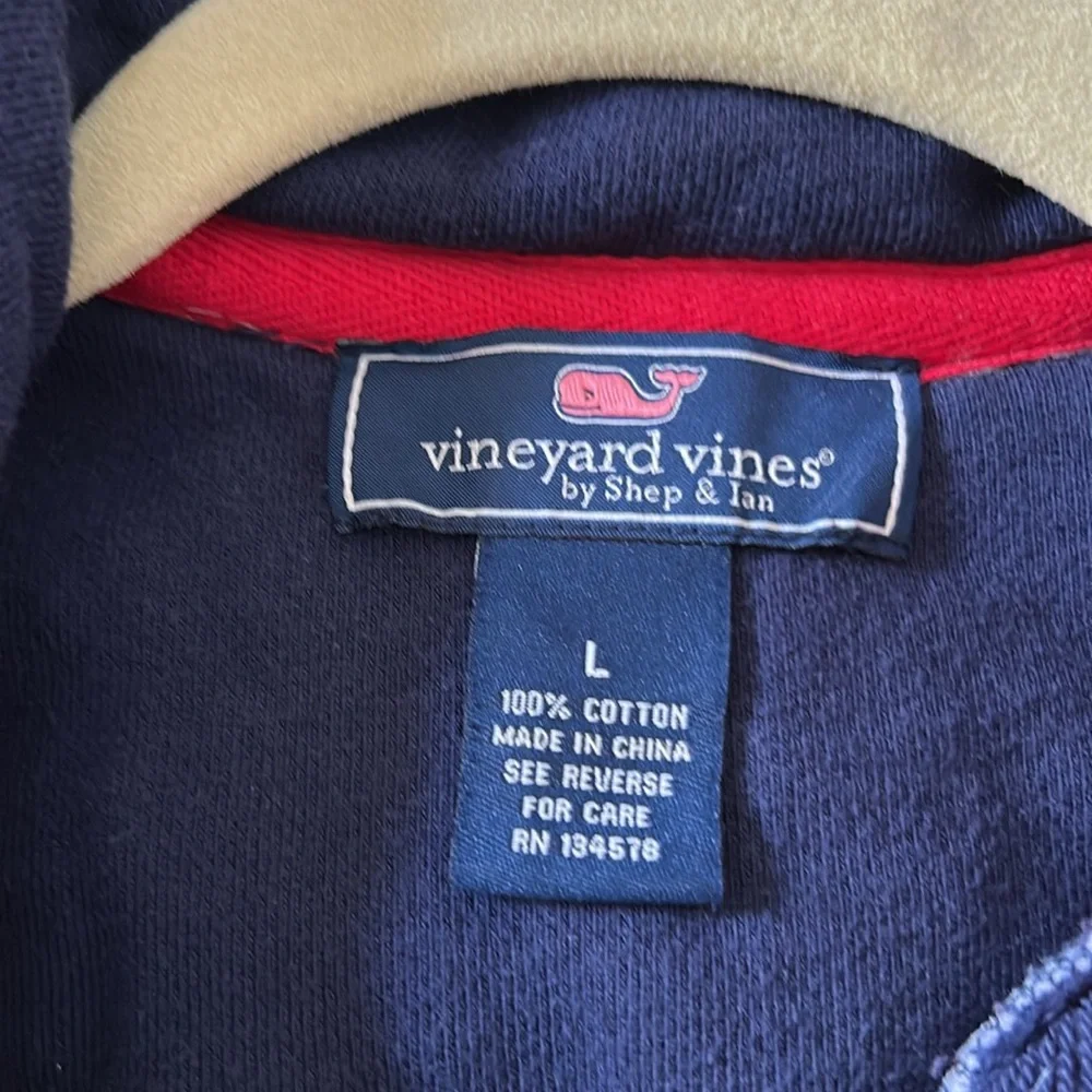 Vineyard Vines Shep Boys Navy/Red‎ Long Sleeve Pullover Sz L Back to School